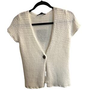 Evan Picone Sweater Vest PS Ivory One Button Closure Lagenlook Coastal NWT